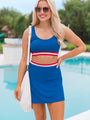 Out On The Water Blue Solid Bikini Top With Striped Trim FINAL SALE