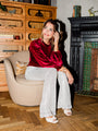 Queen of Quoin Silver Sequin Flare Pants Amber Massey X Pink Lily