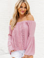 Take Your Place Mauve Floral Applique Off The Shoulder Blouse FINAL SALE