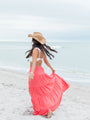 Summer Dream Coral Tiered Maxi Skirt