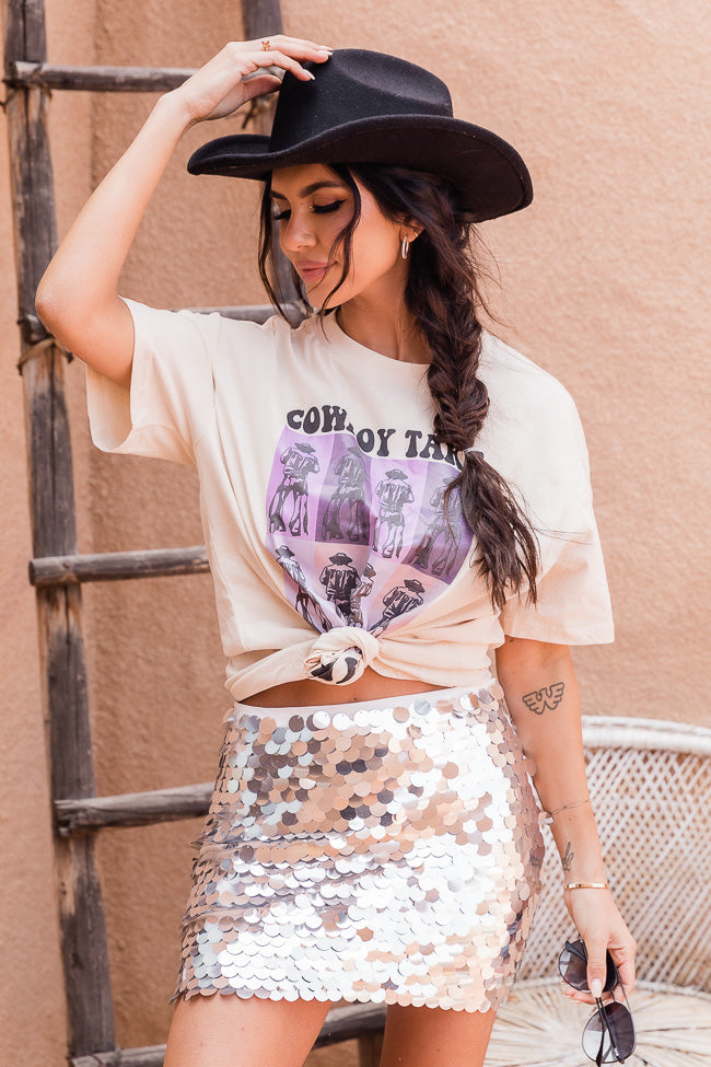 Cowboy Take Me Away Grey Cream Graphic Tee