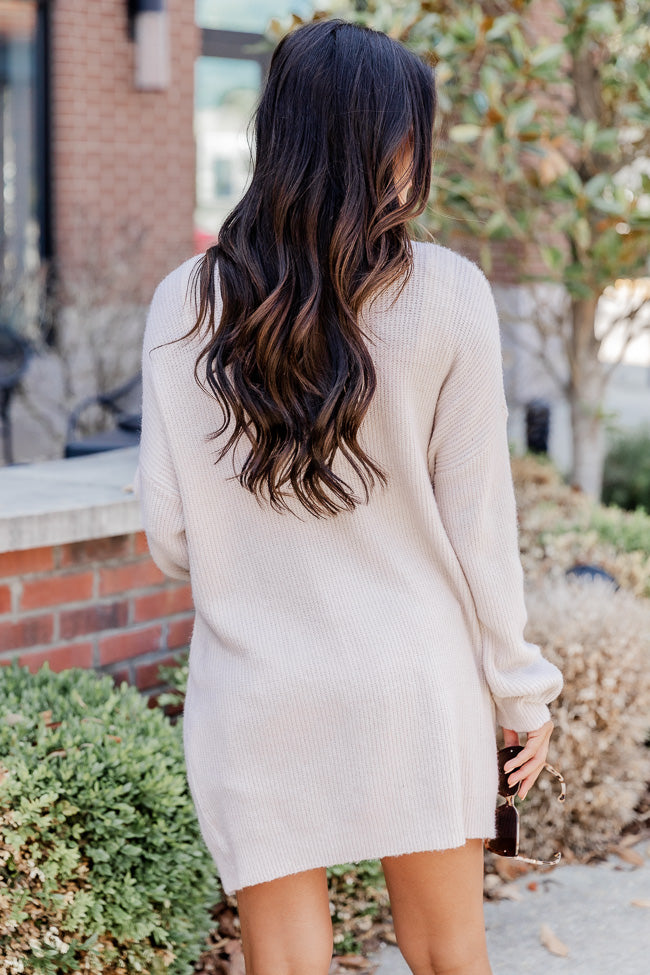 You Are Enough Beige Long Button Front Cardigan