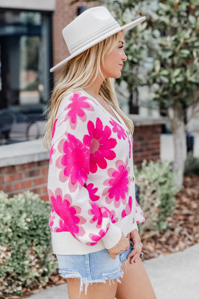 Everything I Love Cream And Pink Floral Cardigan – Pink Lily