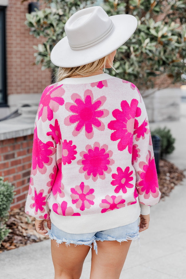 Everything I Love Cream And Pink Floral Cardigan