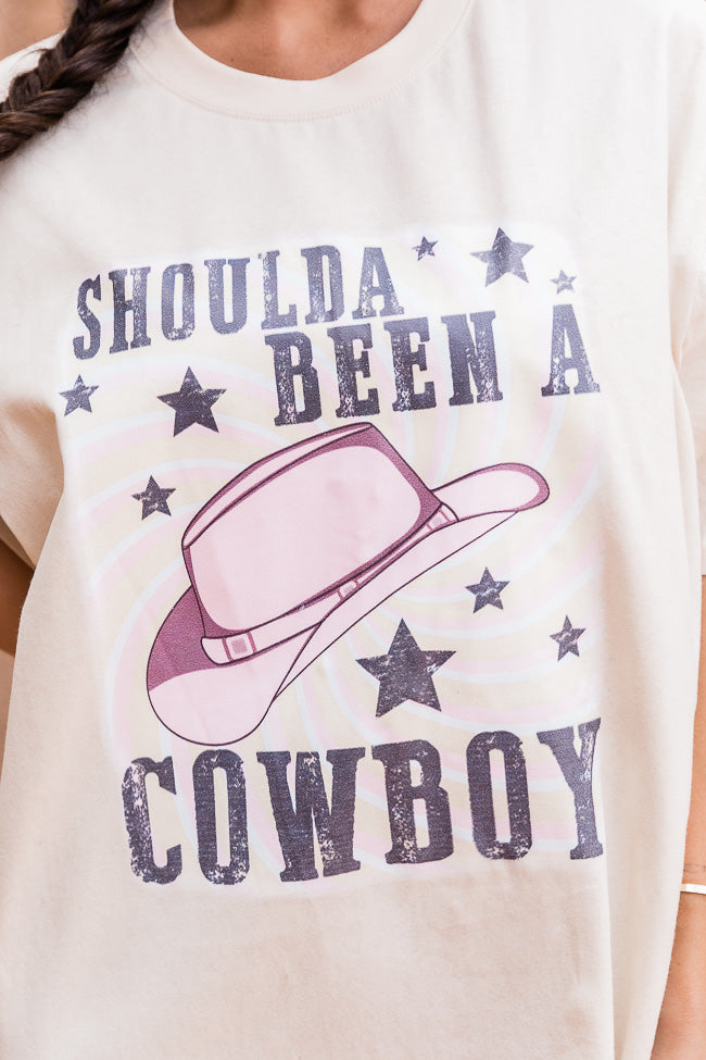 Shoulda Been A Cowboy Ivory Oversized Graphic Tee