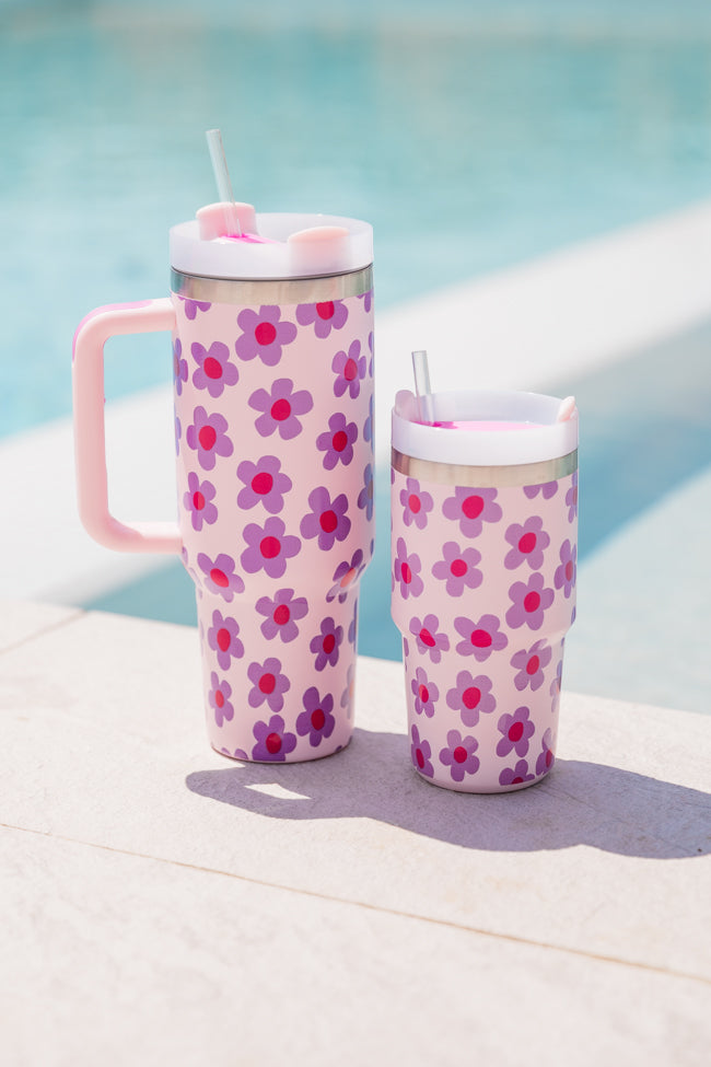 Sippin' Pretty In Kennedy Daisy 20 oz Drink Tumbler With Lid And Straw Tori X Pink Lily