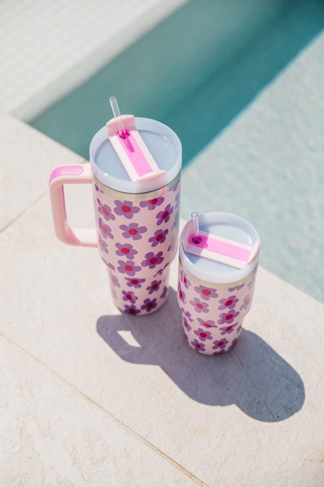 Sippin' Pretty In Kennedy Daisy 20 oz Drink Tumbler With Lid And Straw Tori X Pink Lily