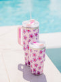 Sippin' Pretty In Kennedy Daisy 20 oz Drink Tumbler With Lid And Straw Tori X Pink Lily