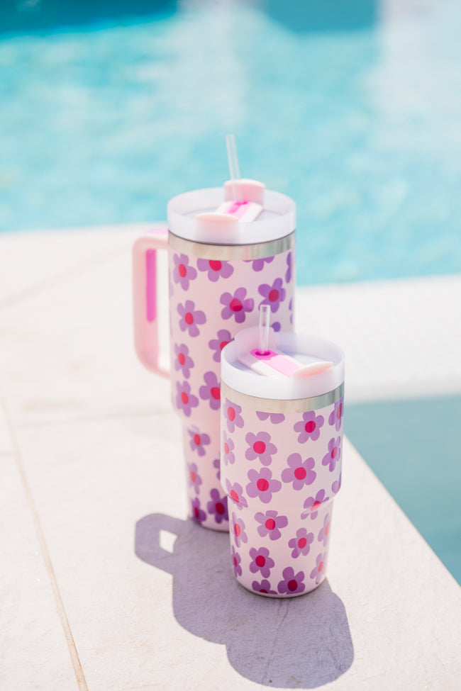 Sippin' Pretty In Kennedy Daisy 20 oz Drink Tumbler With Lid And Straw Tori X Pink Lily