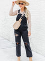 Light Up Your Life Black Distressed Straight Leg Overalls
