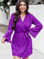 Through The Night Purple Plisse Mini Wrap Dress FINAL SALE