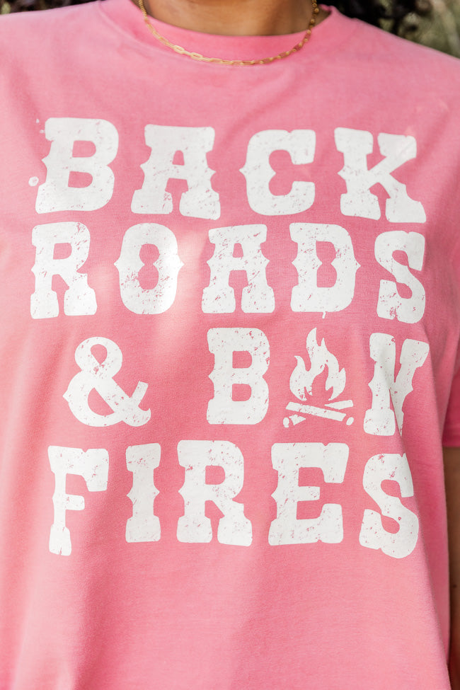 Back Roads and Bon Fires Brick Oversized Graphic Tee