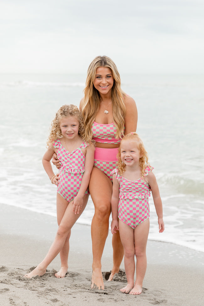 Kid's Beach Vibes Only In Watermelon Crawl One Piece Swimsuit SALE