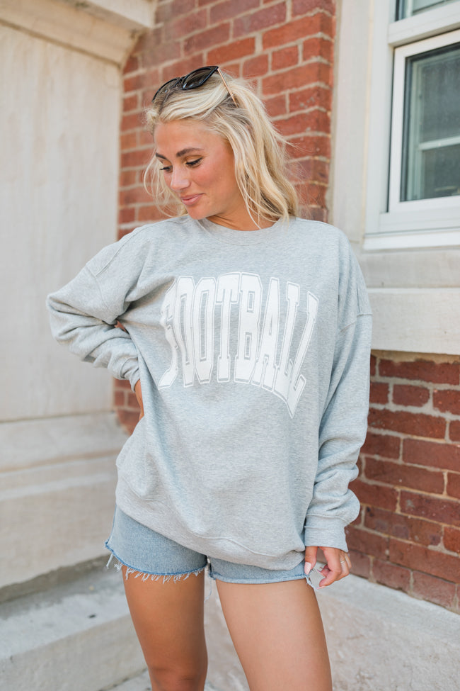 Football Block Grey Oversized Graphic Sweatshirt