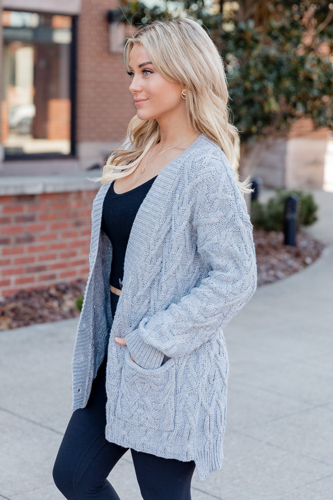 A Better Day Grey Cable Knit Cardigan