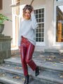 Delaware Nights Burgundy Wide Leg Faux Leather Pants Amber Massey X Pink Lily