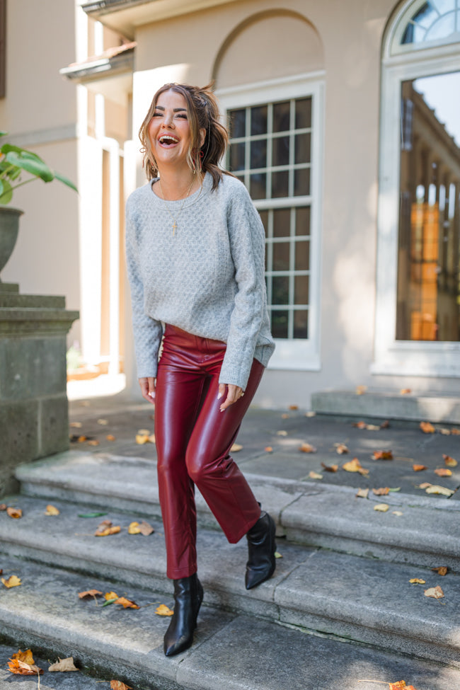 Cable Knit Cuddles Grey Oversized Crew Neck Sweater Amber Massey X Pink Lily