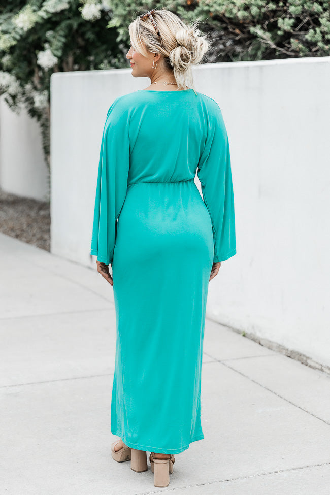 Long sleeve teal maxi 2024 dress