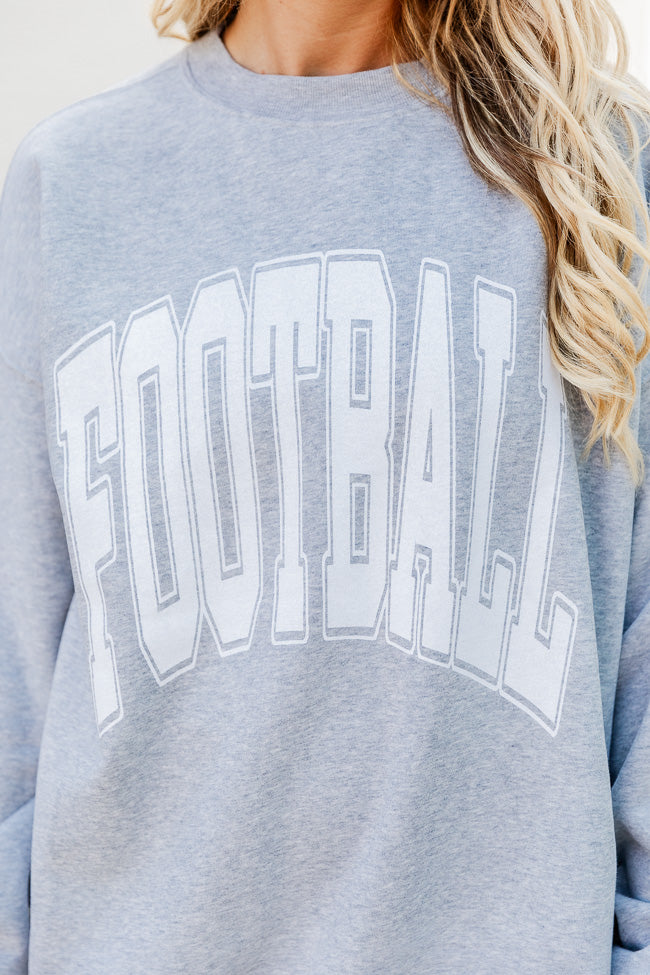 Football Block Grey Oversized Graphic Sweatshirt