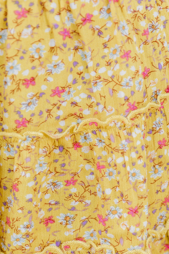 Through The Garden Yellow Floral Mini Skort