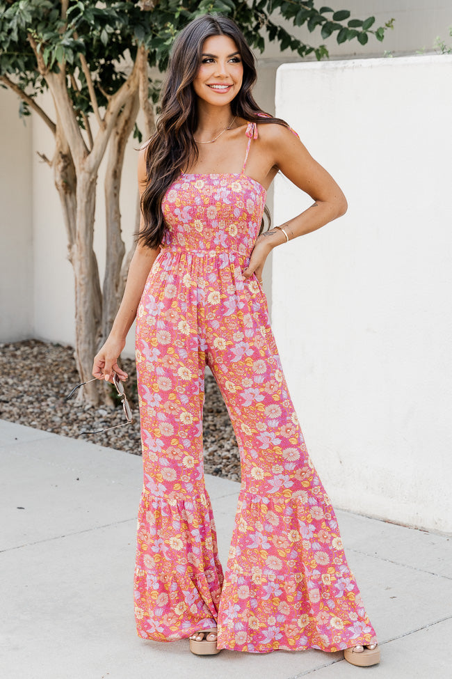 Pink cheap flared jumpsuit