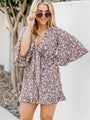 Adventurous Soul Brown Floral Tie Front Romper FINAL SALE