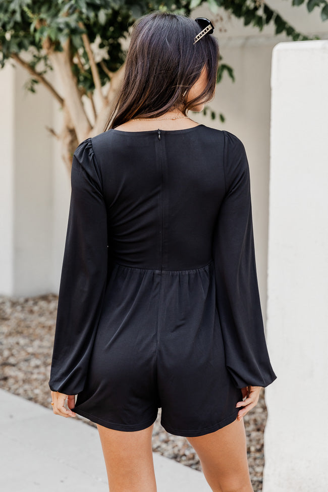 I'm All Yours Black Ruched Romper FINAL SALE