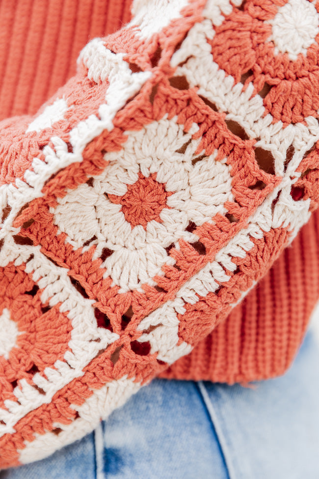 Do Your Best Rust Multi Crochet Sleeve Sweater FINAL SALE