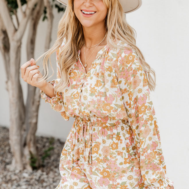 I'm Right Here Floral Printed Long Sleeve Romper FINAL SALE