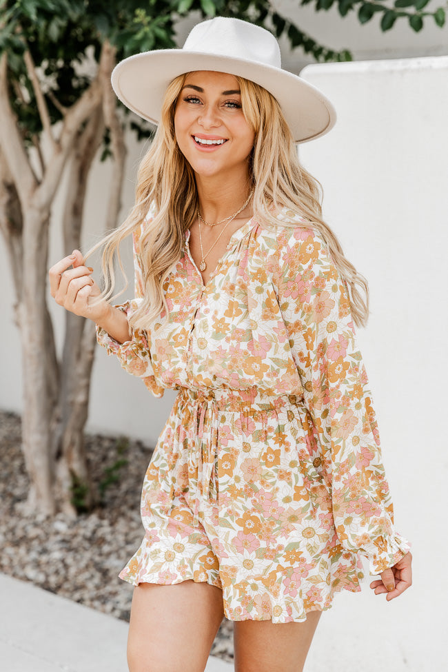 I'm Right Here Floral Printed Long Sleeve Romper