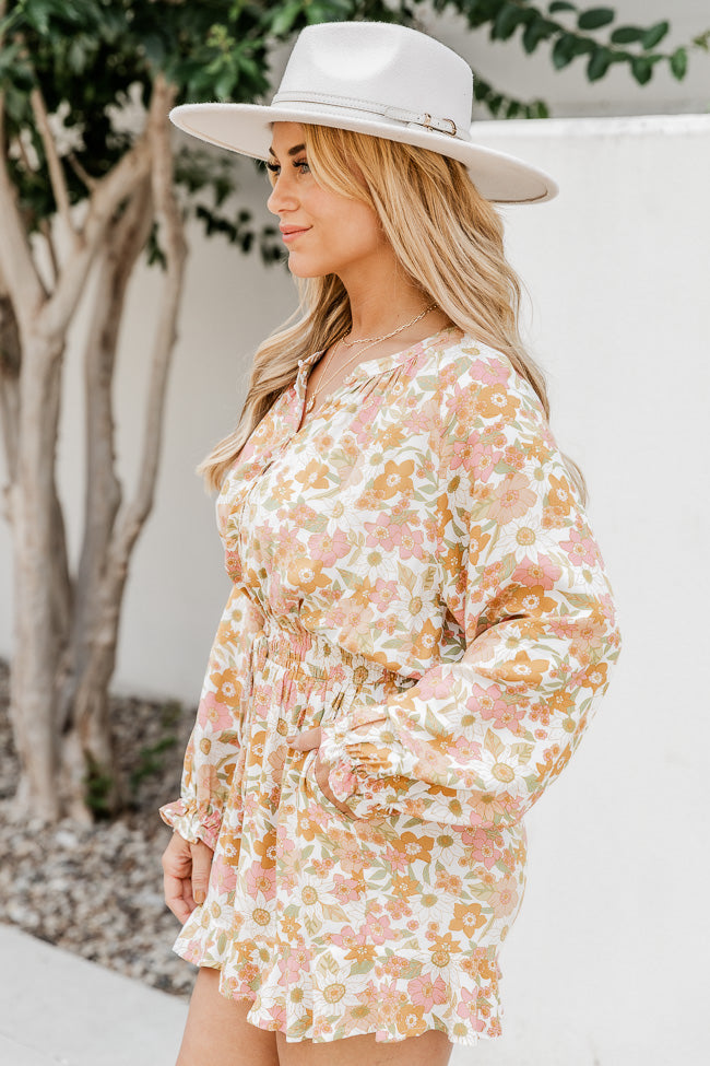 I'm Right Here Floral Printed Long Sleeve Romper FINAL SALE – Pink