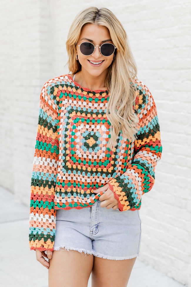 Light Up My Life Multi Colored Crochet Sweater