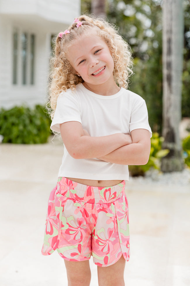 Kid's Errands To Run in Radiant Retro High Waisted Athletic Shorts