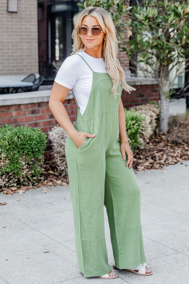 Where Have You Been Moss Linen Jumpsuit FINAL SALE