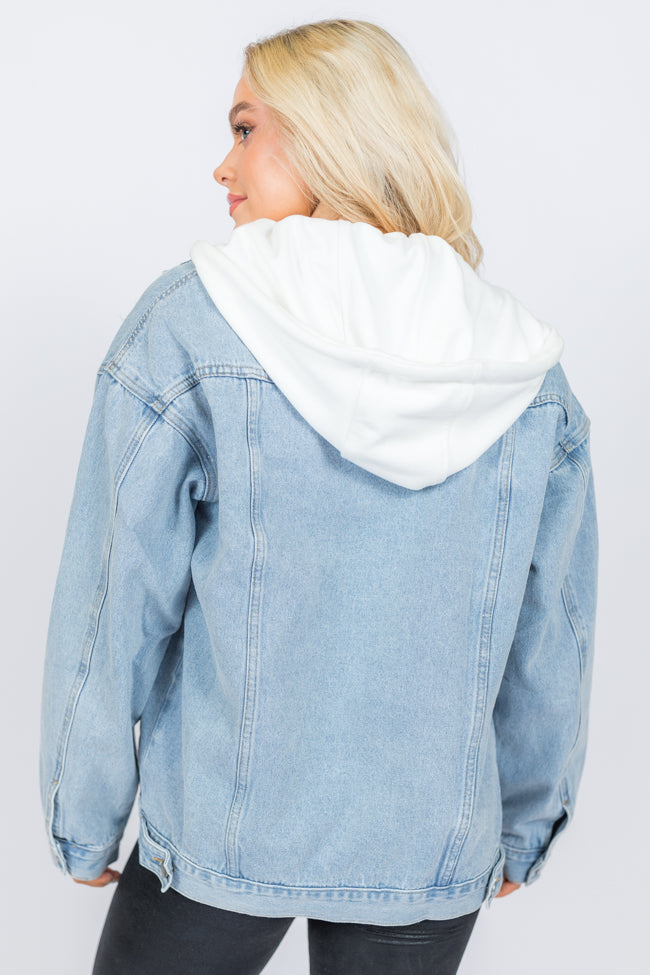 Parker Light Wash Hooded Denim Jacket