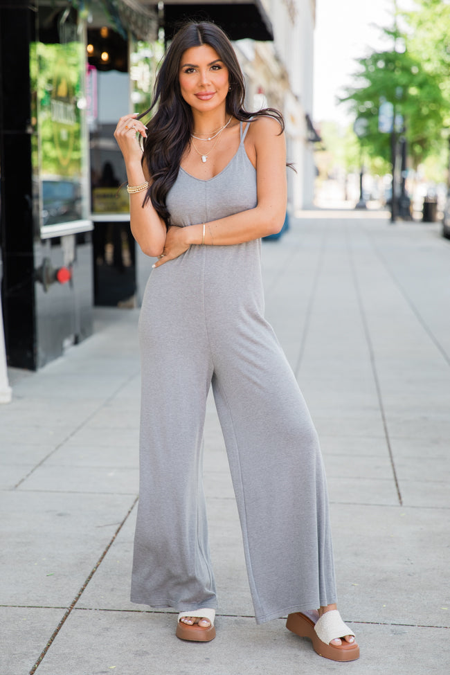 Let Me See You Grey Knit Jumpsuit
