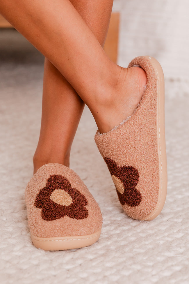 Brown Daisy Slippers