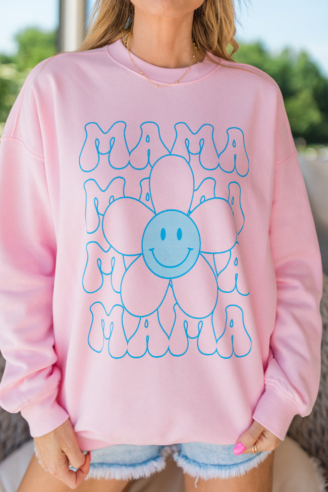 Mama Daisy Repeat Light Pink Oversized Graphic Sweatshirt Tori X Pink Lily