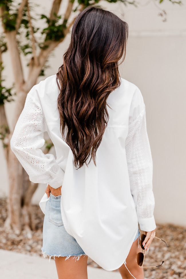 Find The Way Eyelet Sleeve Ivory Button Up Blouse FINAL SALE