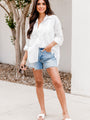 Find The Way Eyelet Sleeve Ivory Button Up Blouse FINAL SALE