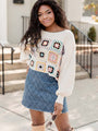 Hope Of It All Cream Multi Crochet Sweater  FINAL SALE