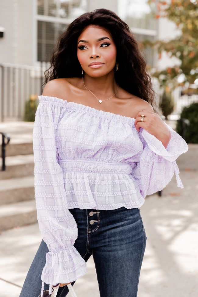Got You On My Mind Purple Textured Off The Shoulder Blouse FINAL SALE