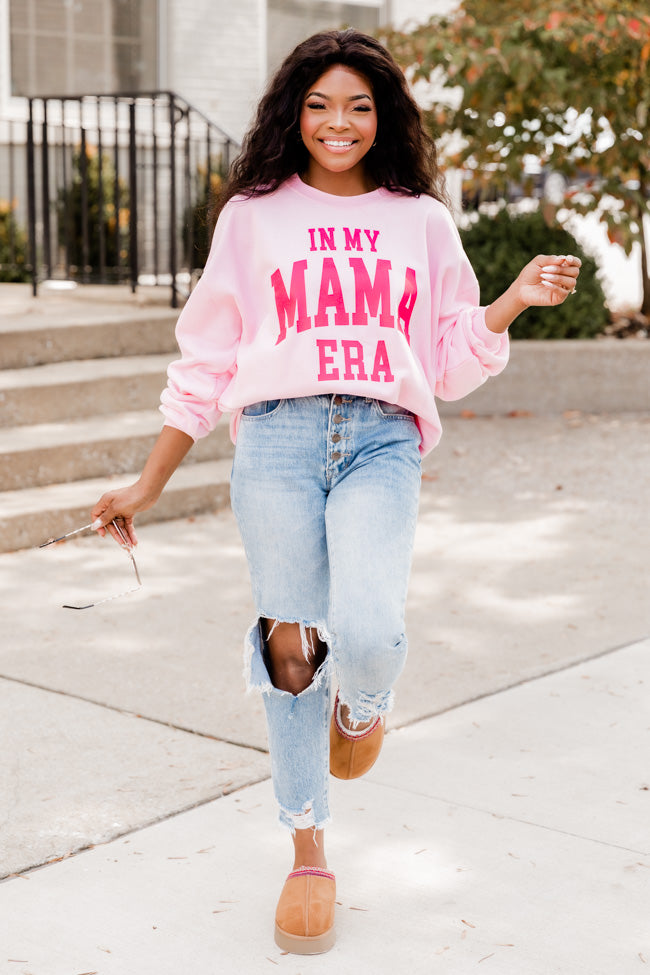 In My Mama Era Light Pink Oversized Graphic Sweatshirt