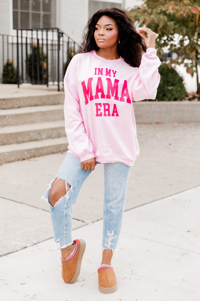 In My Mama Era Light Pink Oversized Graphic Sweatshirt