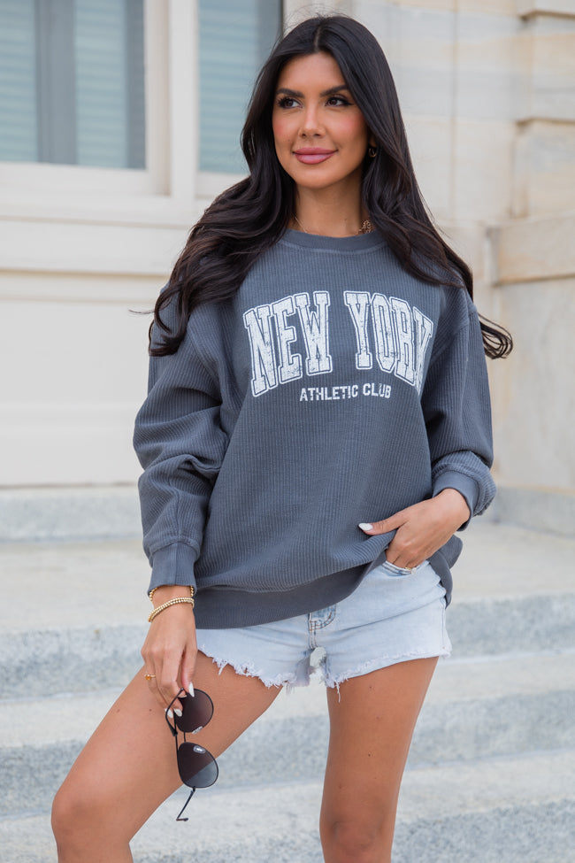 New York Athletic Club Charcoal Corded Graphic Sweatshirt