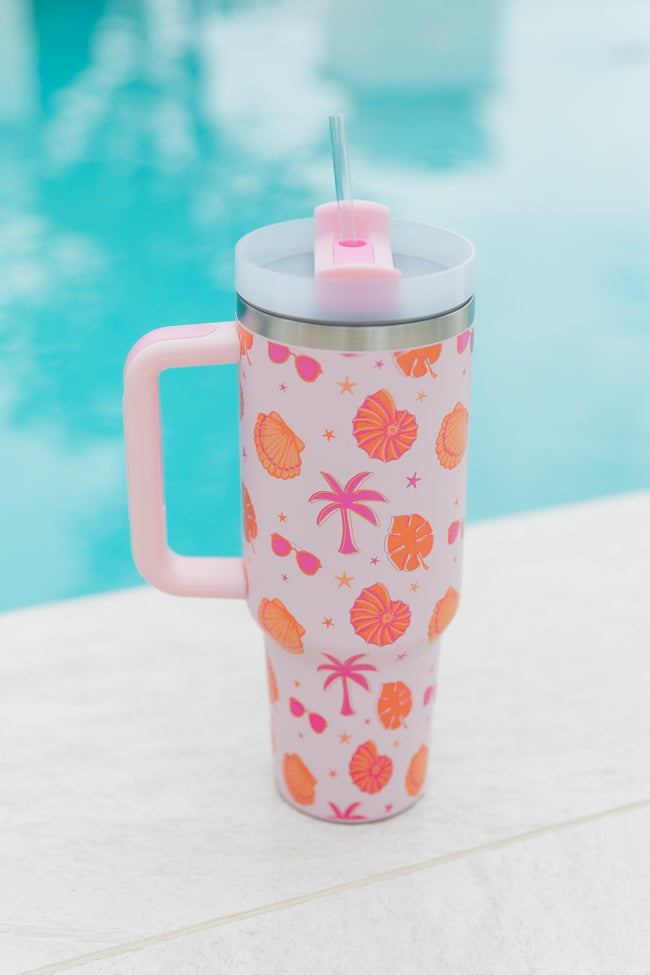 Sippin' Pretty Beachin' It 40 oz Drink Tumbler With Lid And Straw