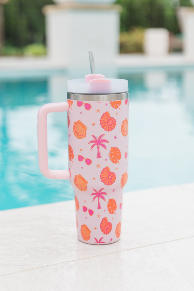 Sippin' Pretty Beachin' It 40 oz Drink Tumbler With Lid And Straw