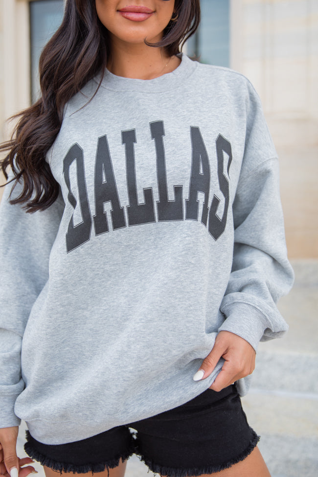 Dallas Light Grey Oversized Graphic Sweatshirt