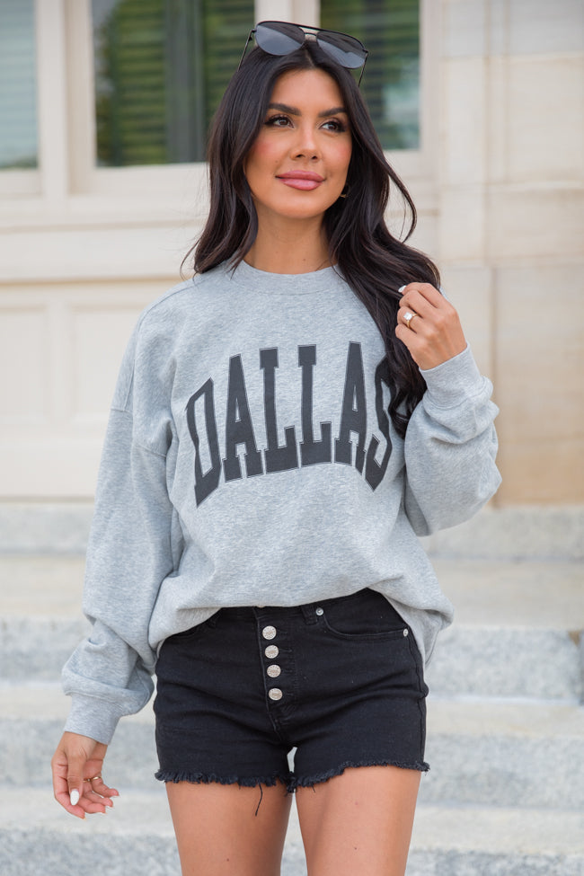 Dallas Light Grey Oversized Graphic Sweatshirt