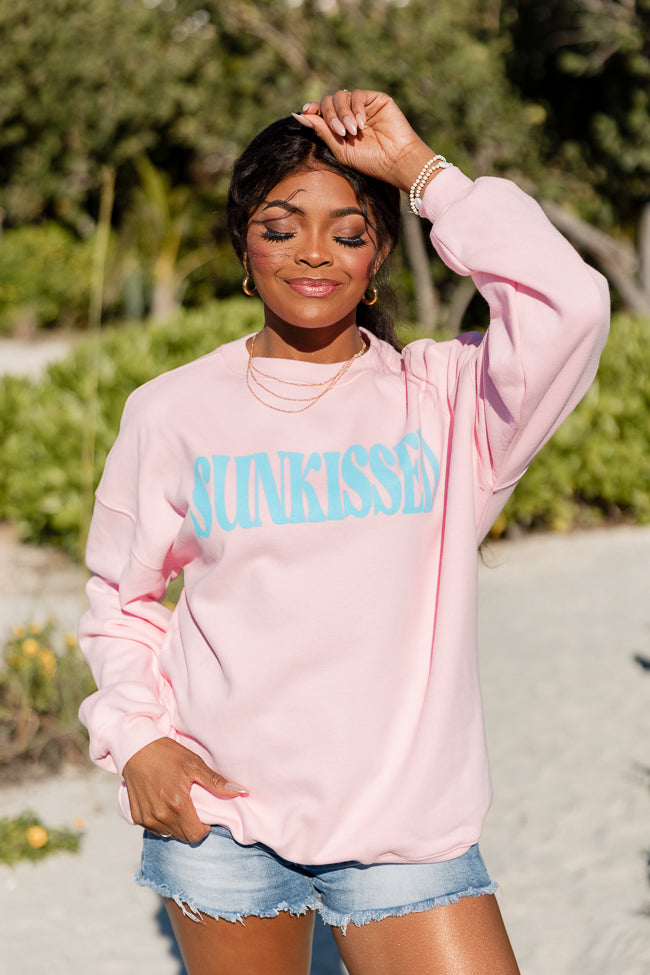 Sunkissed Light Pink Oversized Graphic Sweatshirt
